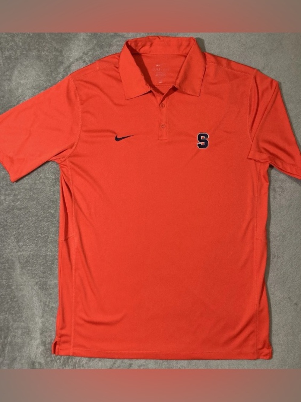 Nike Dri Fit Syracuse University Golf Polo Shirt Large Orange Breathable